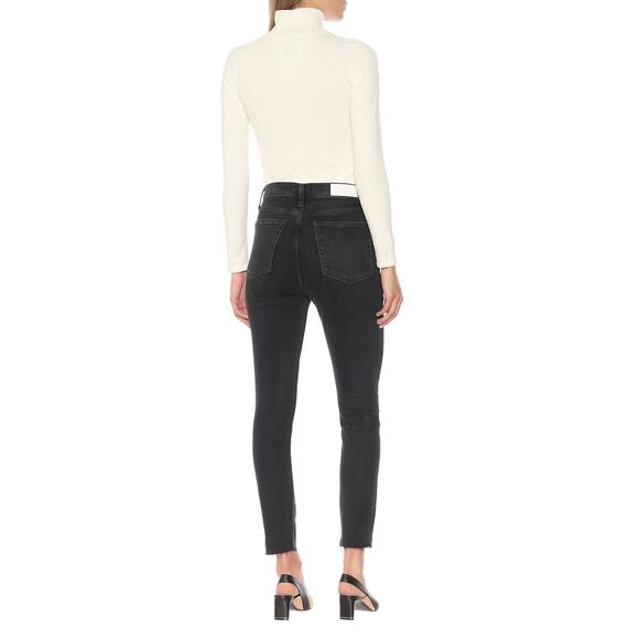 Re/Done Originals High Rise Ankle Crop in‎ Faded Black - Picture 4 of 13